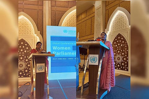 The parliamentary delegates speaking at the conference.