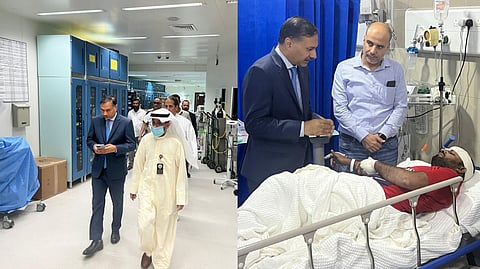 The Ambassador of India in Kuwait, Adarsh Swaika immediately visited the hospitals