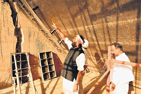 Irrigation Minister N Uttam Kumar Reddy inspected the Medigadda barrage on Friday