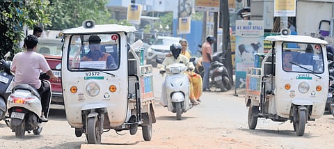Waste collection using electric vehicles in Mugalivakkam on Monday.