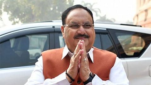 Union Health Minister and BJP President JP Nadda at the Parliament premises in Delhi.