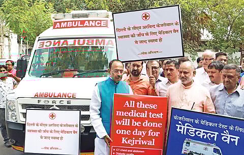 Vijay Goel leaves for CM’s residence to mock his plea seeking an extension of bail