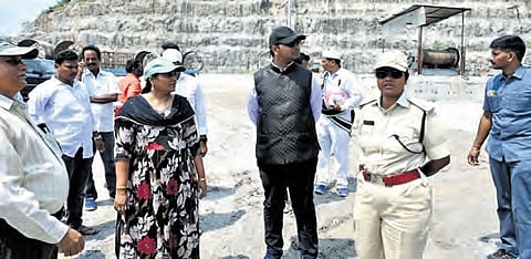 Eluru SP Mary Prasanthi inspects arrangements for CM’s visit at Polavaram.