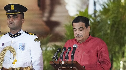 BJP MP Nitin Gadkari takes oath as minister during the swearing-in ceremony of new Union government, at Rashtrapati Bhavan in New Delhi.