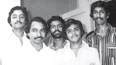 A young Suresh Gopi with classmates during his days at Fatima Mata National College in Kollam