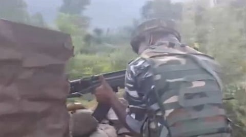 A gunfight broke out as the terrorists opened fire on security forces positions.