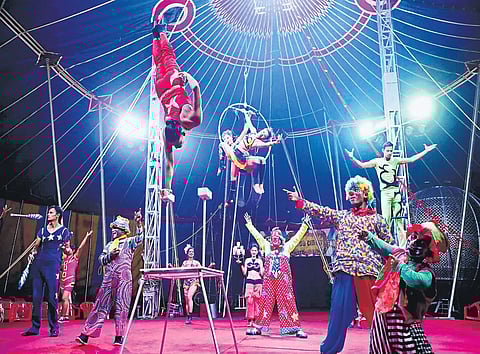 The troupe at practice