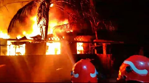 A total of 12 fire units were engaged in dousing the fire.