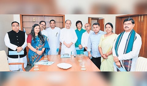 Naveen Patnaik after the meeting with BJD RS MPs at Naveen Niwas