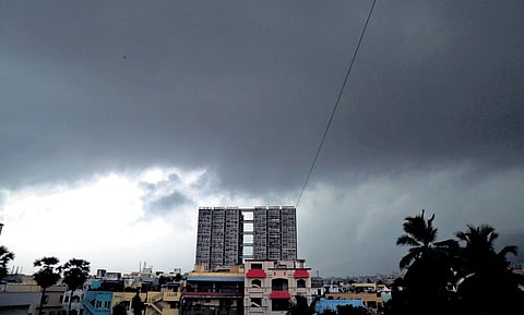 Dark clouds hover over Visakhapatnam on Sunday