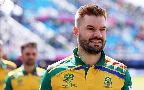 Aiden Markram of South Africa looks on during the ICC Men's T20 Cricket World Cup 2024 match between South Africa and Bangladesh at Nassau County International Cricket Stadium on June 10, 2024