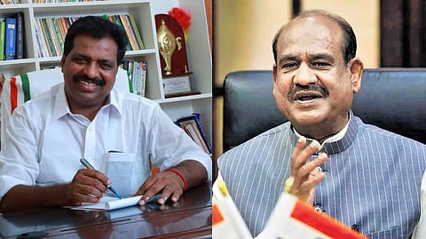 Congress MP Kodikunnil Suresh (Left), Om Birla (Right)