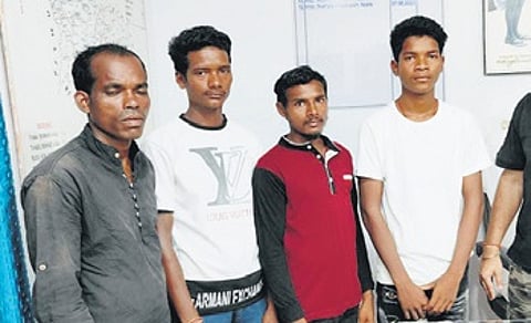 The four persons were lured by a middleman to Singavaram in Eluru district of Andhra Pradesh, where they were employed at a prawn factory.