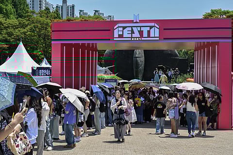 Fans of K-pop boy band BTS attend the annual 'BTS Festa' in Seoul on June 13, 2024, a day after band member Jin was discharged from his South Korean military service.