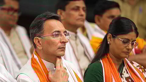 NDA leaders Jitin Prasada and Anupriya Patel during an interaction with Prime Minister-designate Narendra Modi over tea, in New Delhi, Sunday, June 9, 2024.