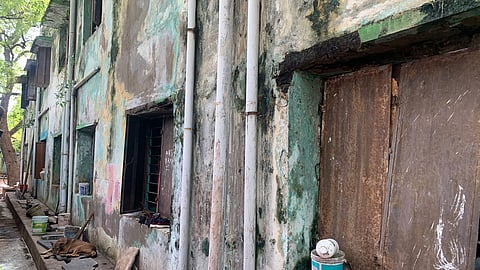 The dilapidated buildings at the
Sri Lankan refugee camp in Kottapattu in Tiruchy.