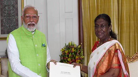 Prime Minister Narendra Modi submitted his resignation to President Droupadi Murmu.