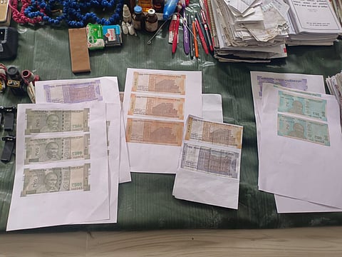 Fake currency notes seized during the operation