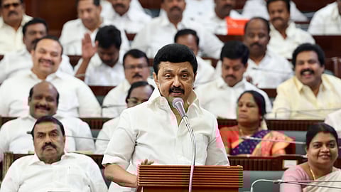 Tamil Nadu Chief Minister M.K. Stalin speaks during the TN Assembly session, in Chennai.