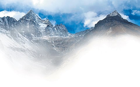 The Indian Plate, moving northward at a rate of about 5 cm a year, continues to converge with the Eurasian Plate.