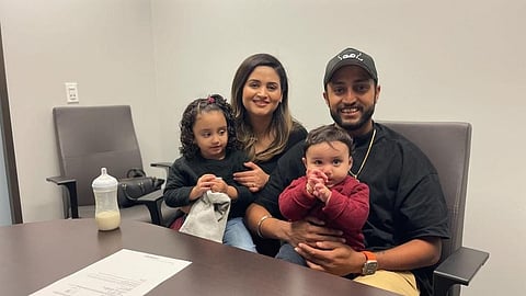 USA all-rounder Harmeet Singh with his family