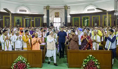 Modi at the NDA meeting where he was unanimously confirmed as the PM candidate.