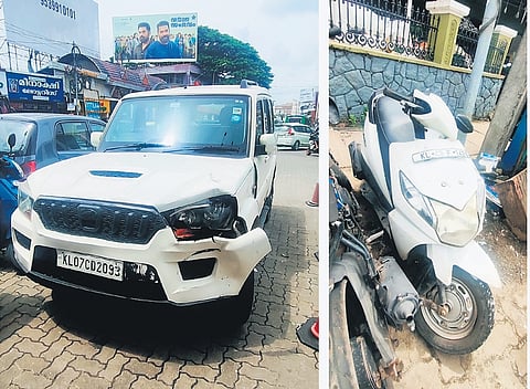 The vehicles involved in the accident seized by the police and parked in front of the Palarivattom police station