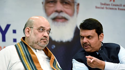 Maharashtra CM Devendra Fadnavis with Union Home Minister Amit Shah.
