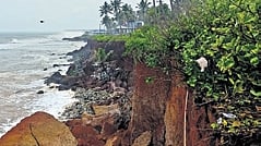 The portion of the cliff that collapsed near Edava beach in Varkala