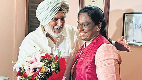 IOA president PT Usha (R) with Gurbachan Singh Randhawa