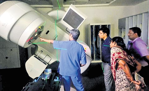 Health Commissioner Dr S Venkateswar observing the latest equipment