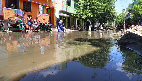 Image of flooding due to blockages in the underground drainage system used for representational purpose only.