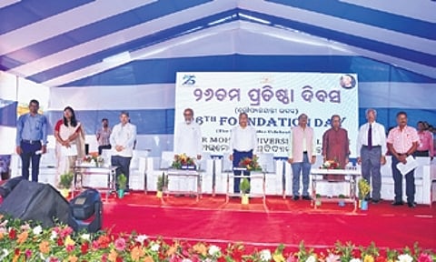 The university felicitated president of Sahitya Adademy Madhav Kaushik with Fakir Mohan National Literary Award-2024.