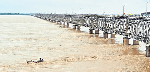 Water level in the River Godavari increased due to incessant rains.