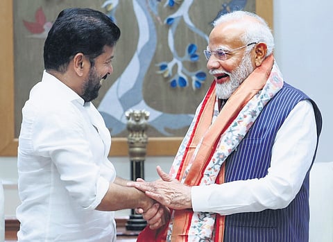 Chief Minister A Revanth Reddy calls on Prime Minister Narendra Modi in Delhi on Thursday