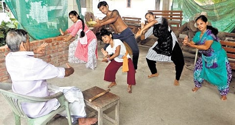 FACT Padmanabhan with his students in a class at Trippunithura