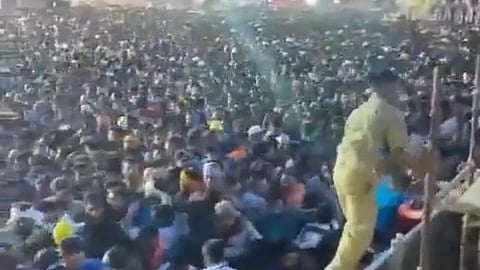 Video grab of the push and pull on Grand Road during Rath Yatra on July 7