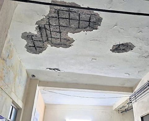 The part of the roof that chipped off.