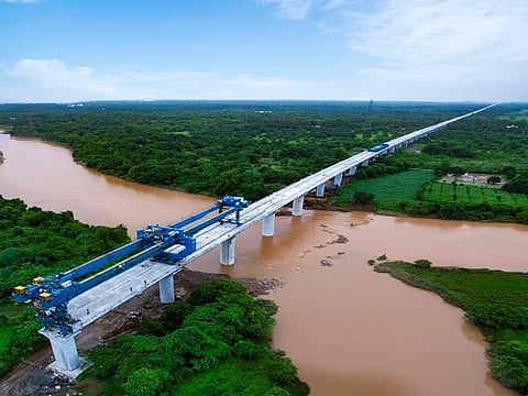 Bridge over Kolak river for Mumbai-Ahmedabad Bullet train project.