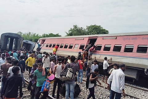 The derailed coaches of 15904 Dibrugarh Express