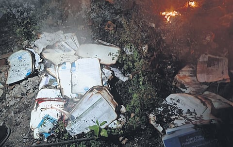 Two PCB employees were arrested for setting files pertaining to PCB and APMDC on the outskirts of Pedapulipaka village