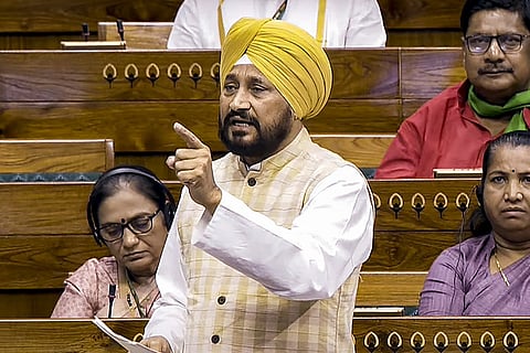Congress MP Charanjit Singh Channi speaks in the Lok Sabha during the Monsoon session of Parliament, in New Delhi, Thursday, July 25, 2024.