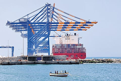 MV San Fernando berthed at Vizhinjam Seaport in Thiruvananthapuram