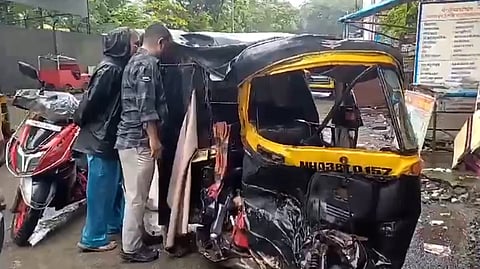The car rammed into two stationary autorickshaws, injuring two drivers and as many passengers.