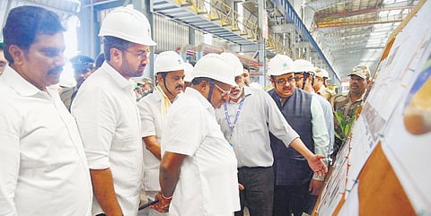 Union Steel Minister HD Kumaraswamy at the Vizag Steel Plant on Thursday.