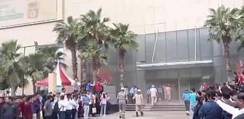 A Video screengrab of the fire that took place at Noida's Logix Mall.