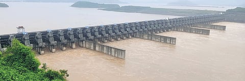 Polavaram irrigation project site at Polavaram in Eluru district