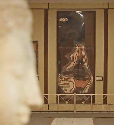 Eye-copy of the iconic Padmapani image in Ajanta Gallery, Hyderabad. A small tear can be seen below the Bodhisattva’s right hand | Sri Loganathan Velmurugan, Express