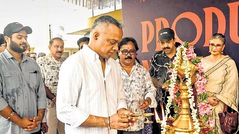 Gautham Vasudev Menon during the pooja ceremony of his next film with actor Mammootty.