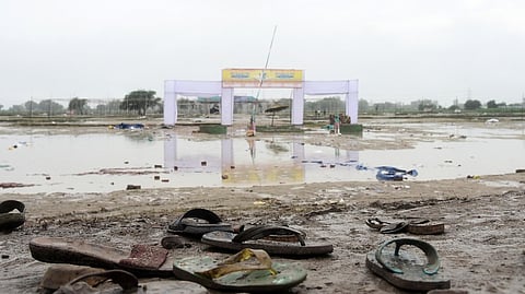 A view of the Hathras stampede incident site which left 122 people dead during a 'Satsang', at Phulrai village in Hathras.